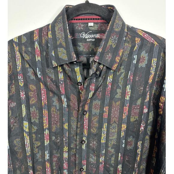 Luchiano Visconti Textured Cotton Casual Button Down Mens Long Sleeve Shirt L - Picture 2 of 12